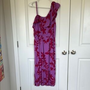 Old Navy One-Shoulder Dress in Purple and Red Floral